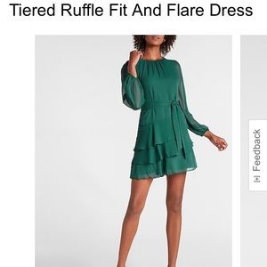 Express tiered ruffle dress green